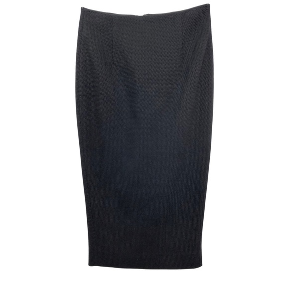 Intermix Jacquard Black High Waisted Pencil Skirt with Adjustable Slit - Picture 2 of 8